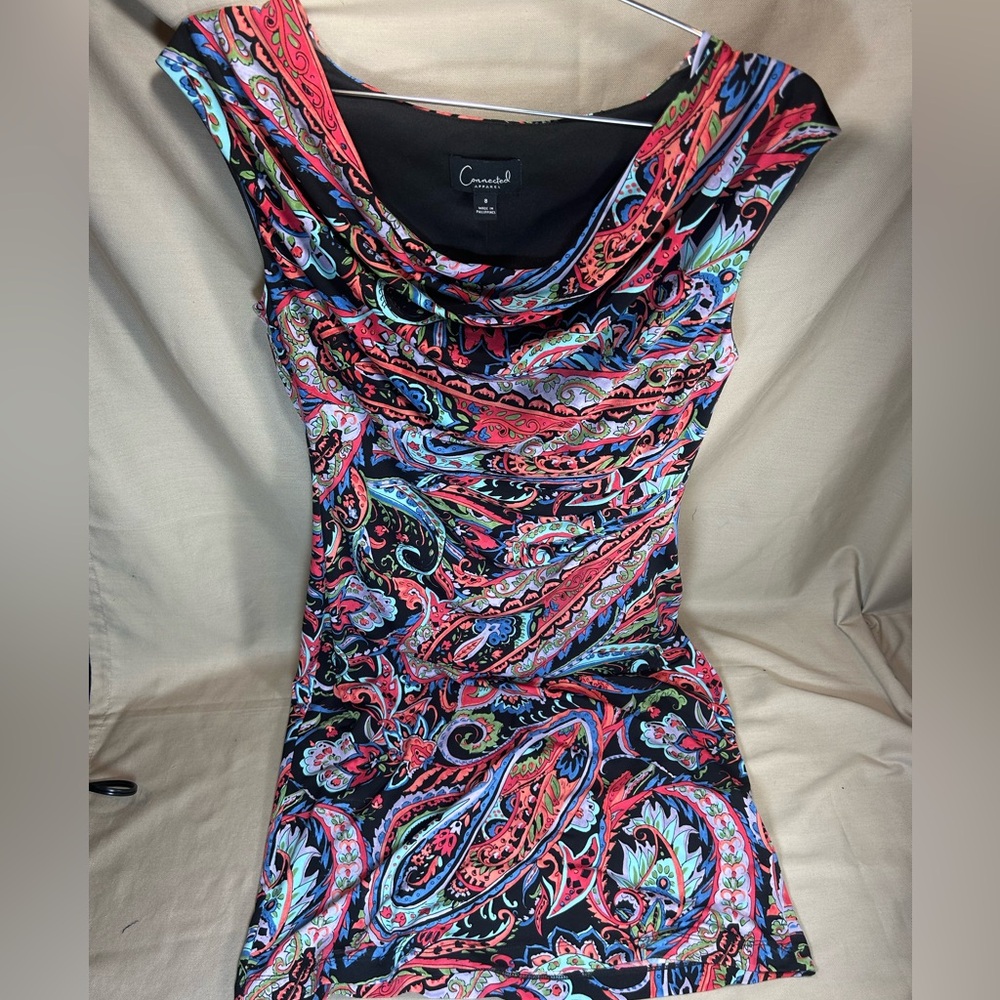 Connected Apparel Vibrant Paisley Mini Dress